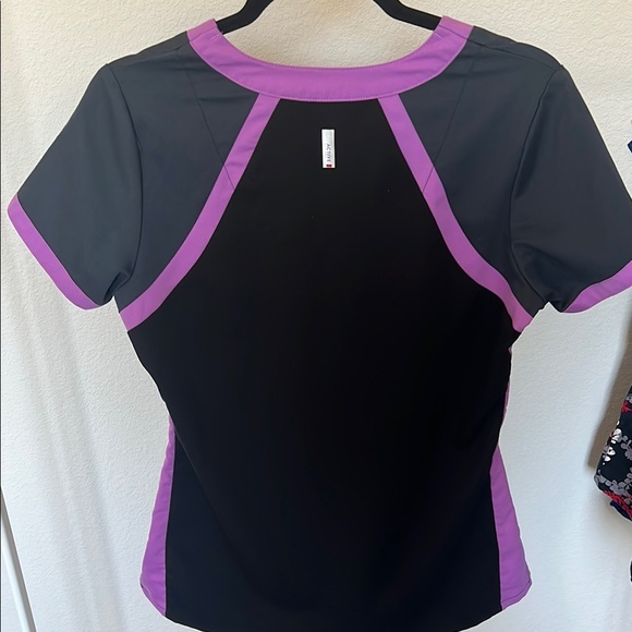 Grey's Anatomy Black and Purple Scrub Top - Picture 2 of 3